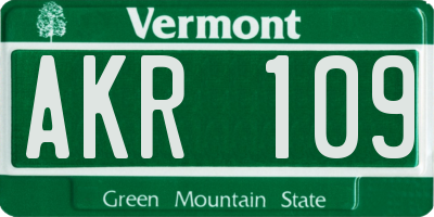VT license plate AKR109