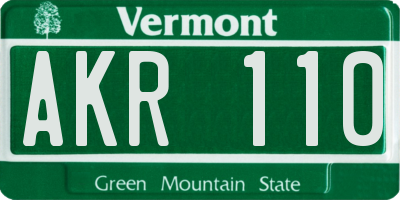 VT license plate AKR110