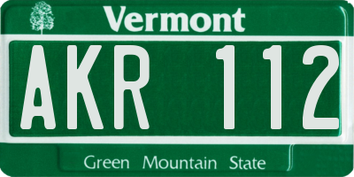 VT license plate AKR112