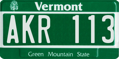 VT license plate AKR113