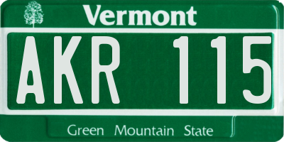 VT license plate AKR115