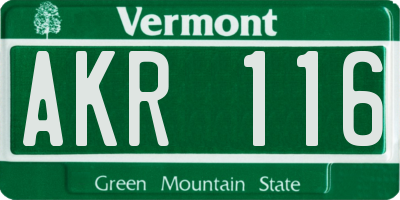 VT license plate AKR116