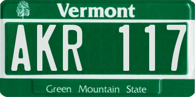VT license plate AKR117