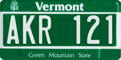 VT license plate AKR121