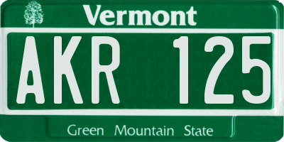VT license plate AKR125