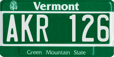 VT license plate AKR126