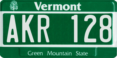 VT license plate AKR128