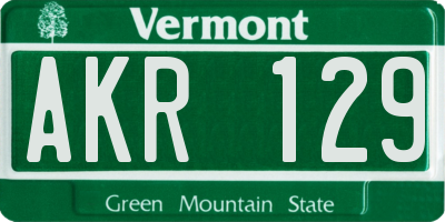 VT license plate AKR129