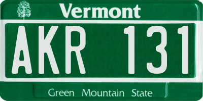 VT license plate AKR131