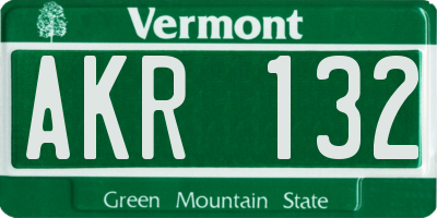 VT license plate AKR132