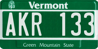 VT license plate AKR133