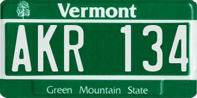 VT license plate AKR134