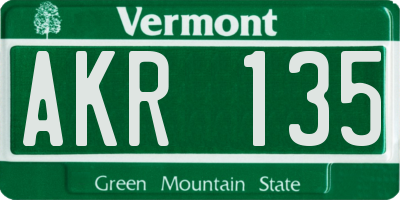 VT license plate AKR135