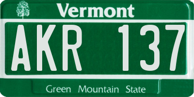 VT license plate AKR137