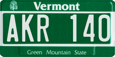 VT license plate AKR140