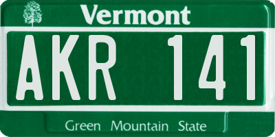 VT license plate AKR141