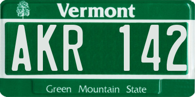 VT license plate AKR142