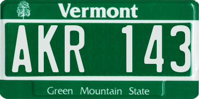 VT license plate AKR143