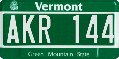 VT license plate AKR144