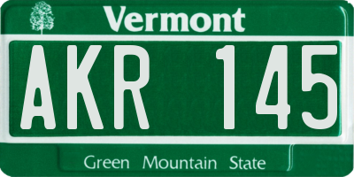 VT license plate AKR145