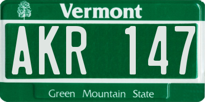 VT license plate AKR147