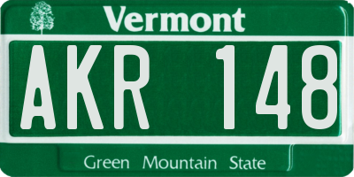 VT license plate AKR148