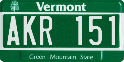 VT license plate AKR151