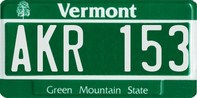 VT license plate AKR153