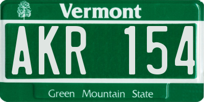VT license plate AKR154