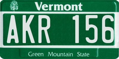 VT license plate AKR156