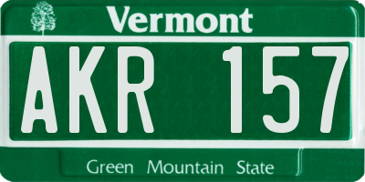 VT license plate AKR157