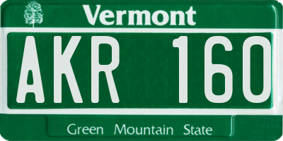 VT license plate AKR160