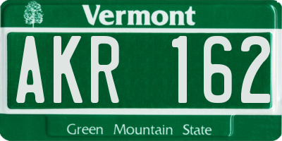 VT license plate AKR162