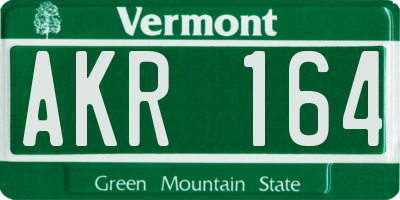 VT license plate AKR164