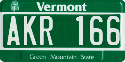 VT license plate AKR166