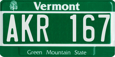 VT license plate AKR167