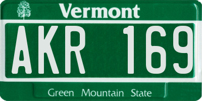 VT license plate AKR169