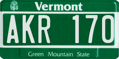 VT license plate AKR170