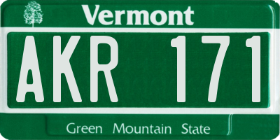 VT license plate AKR171