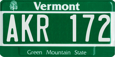 VT license plate AKR172