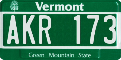 VT license plate AKR173