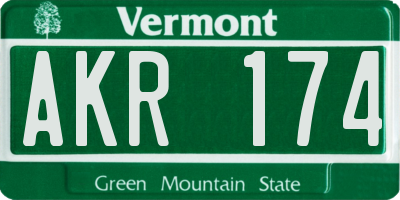 VT license plate AKR174