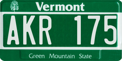 VT license plate AKR175