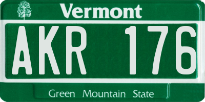 VT license plate AKR176