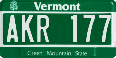 VT license plate AKR177