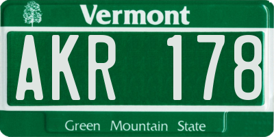 VT license plate AKR178