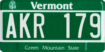 VT license plate AKR179