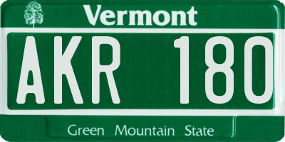 VT license plate AKR180