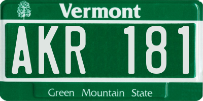 VT license plate AKR181