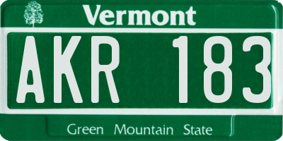 VT license plate AKR183